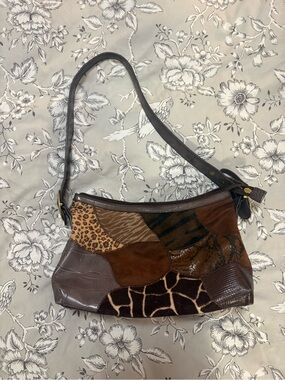 Relic Y2K vintage  Brown Patchwork Animal-Print Shoulder Bag